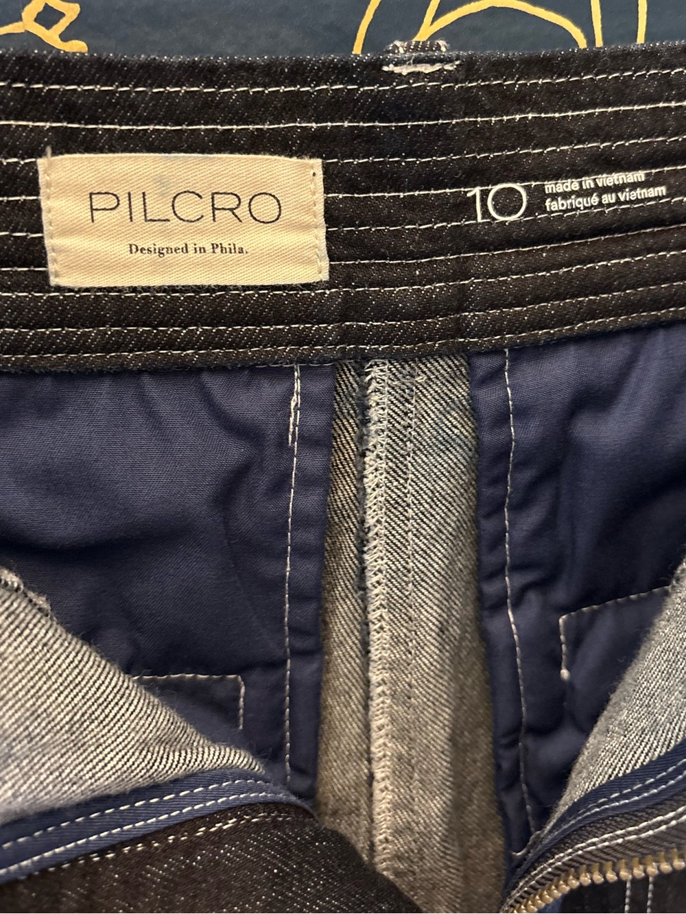 Anthropologie brand PILCRO denim midi SKIRT contrast DARK WASH size 10 - Picture 6 of 9